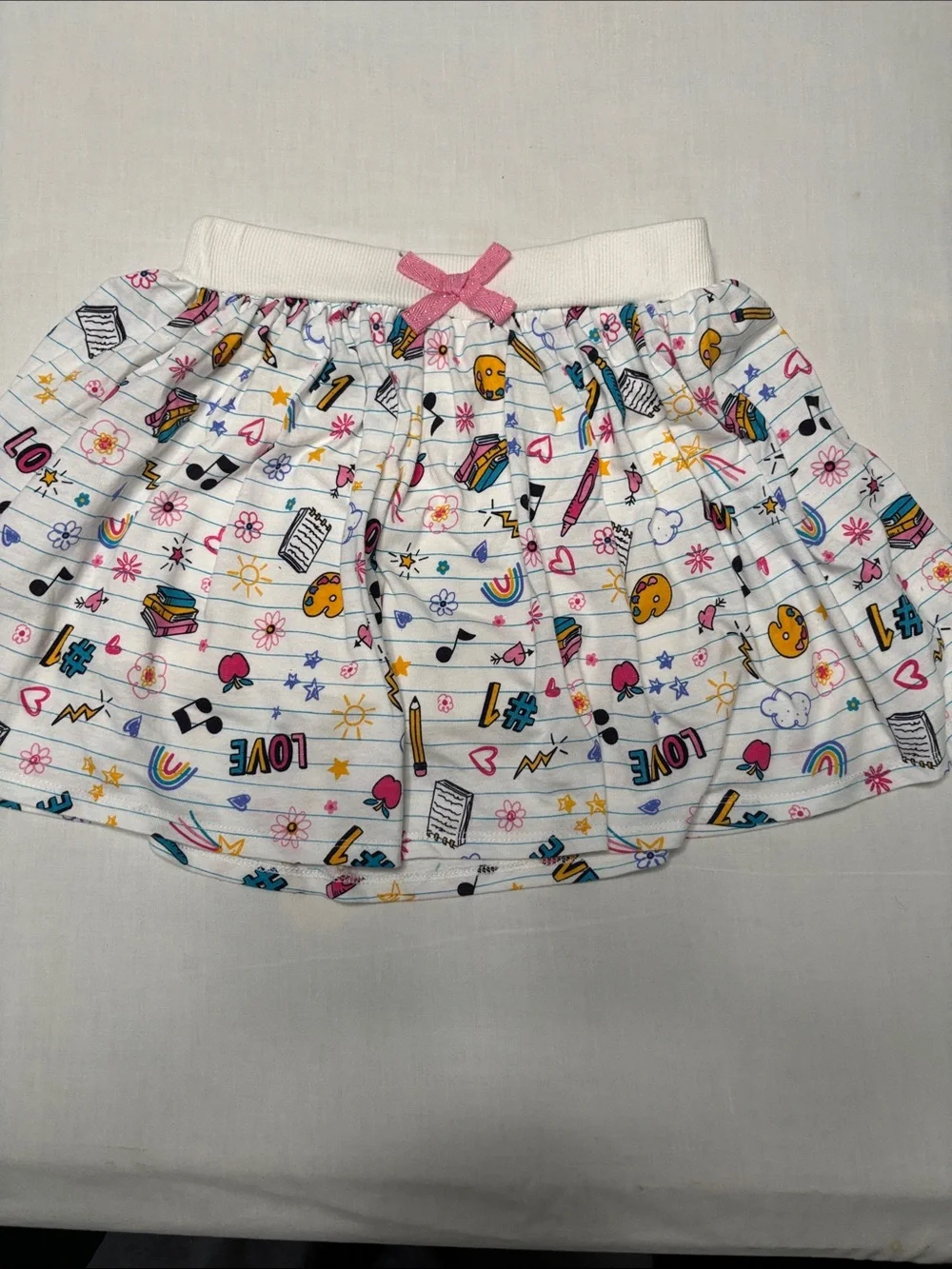Cynthia Rowley White Skirt with Colorful School Icons